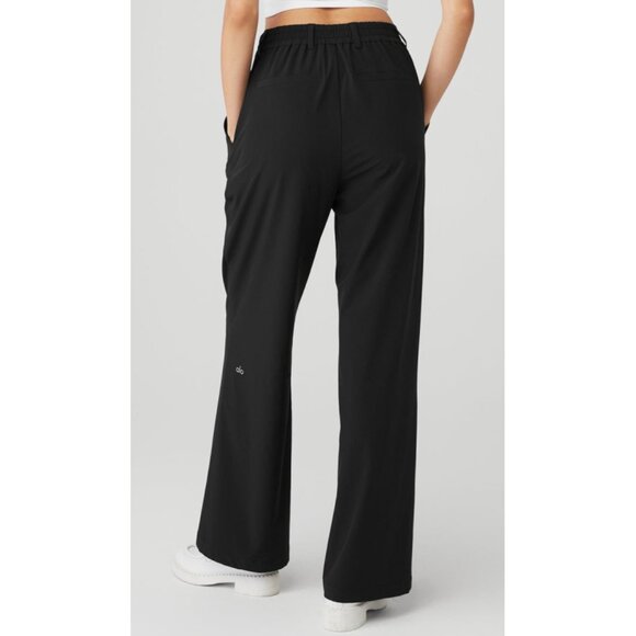 Alo High-Waist Pursuit Trousers Black Wide Leg Hi-Rise Waisted Slacks Pants L - Picture 2 of 16